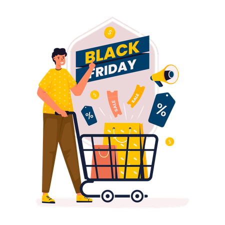 Welcome to black friday shopping sale  일러스트레이션