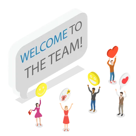 3 D Isometric Flat Vector Illustration Of Welcome To The Team Good Relationship In Company Illustration