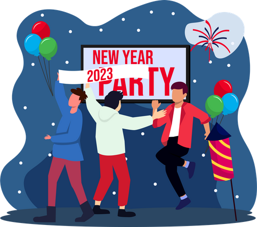 Welcoming 2023 party celerbation Illustration