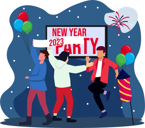 Welcoming 2023 party celerbation Illustration