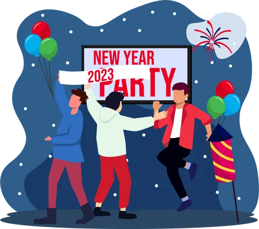 Welcoming 2023 party celerbation  Illustration