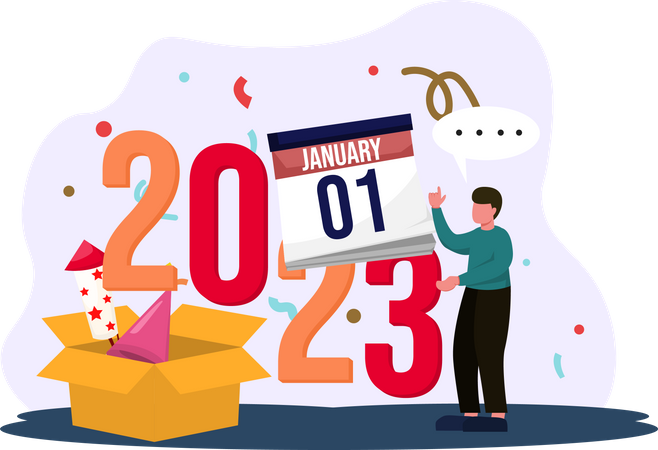 Welcoming 2023 with celebration  Illustration