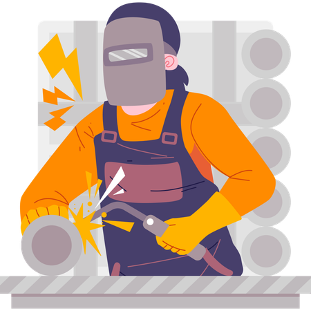 Welder doing welding  Illustration