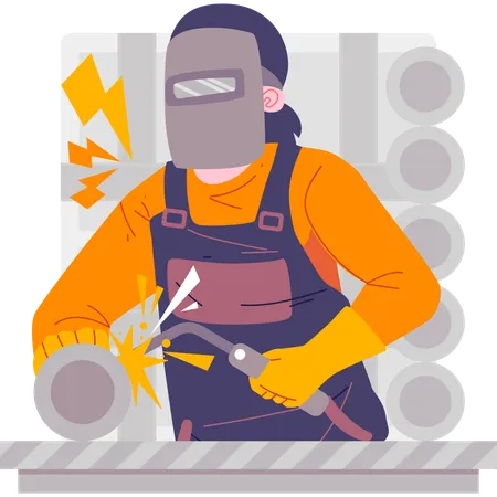 Welder doing welding  Illustration