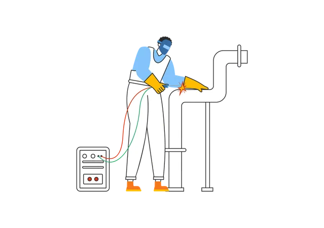 Welder doing welding  Illustration