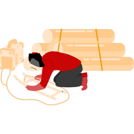 Welder is working on the floor  Illustration