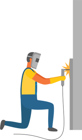 Welder with Instrument for Welding Handyman Vector  Illustration