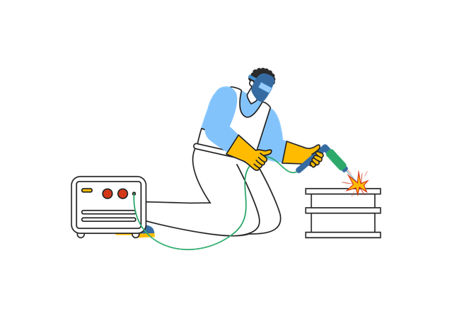 Welding work at home  Illustration