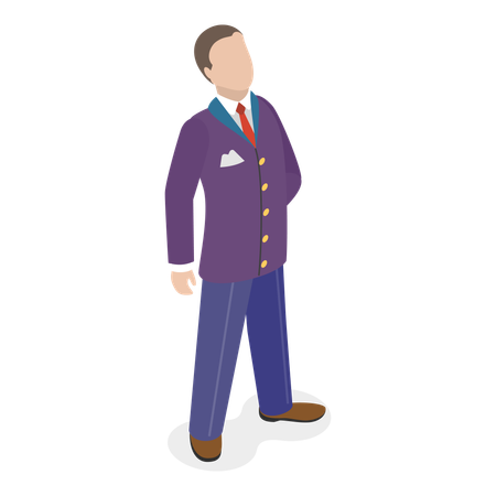 Well dressed waiter working in hotel  Illustration