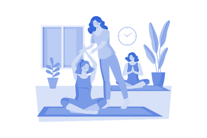 Wellness retreat staff leading yoga and meditation sessions  Illustration