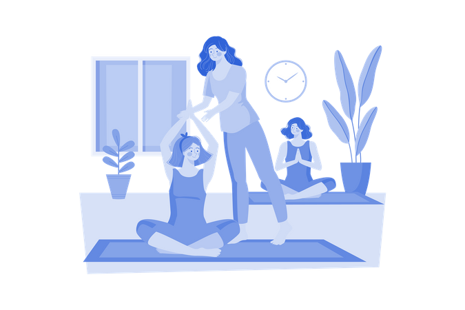Wellness retreat staff leading yoga and meditation sessions  Illustration