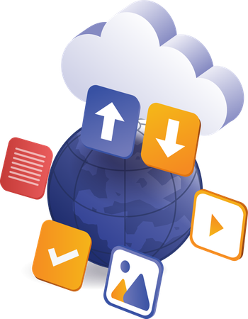 Weltweiter Cloud-Server-Informationsdatentransfer  Illustration