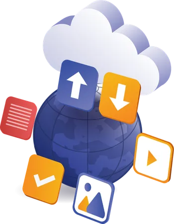 Weltweiter Cloud-Server-Informationsdatentransfer  Illustration