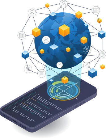 Smartphone-Technologie für weltweite Geschäftsnetzwerke  Illustration