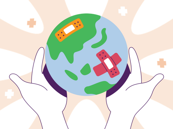 Welt Gesundheit  Illustration