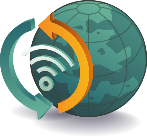 Weltweite Internet-WLAN-Signalrotation  Illustration