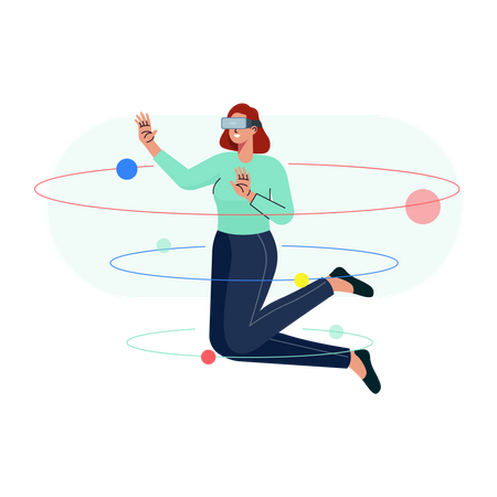 Weltraumerlebnis mit Virtual Reality  Illustration