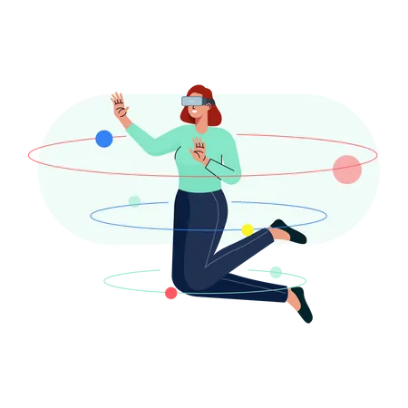 Weltraumerlebnis mit Virtual Reality  Illustration