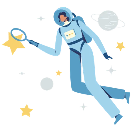 Space Girl bei der Weltraumforschung  Illustration