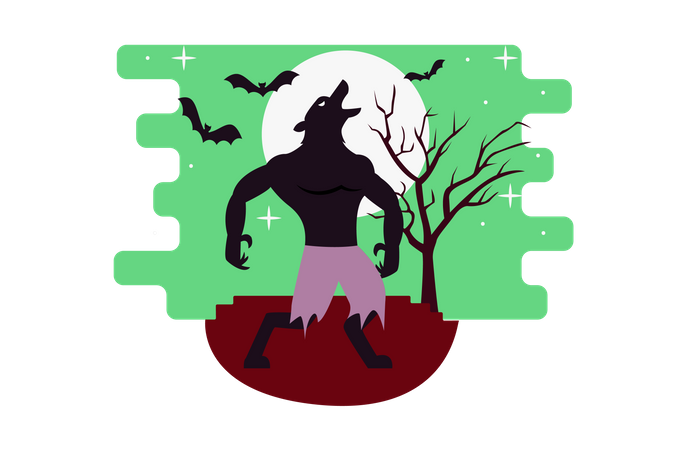 Werewolf walking in full moon  Illustration