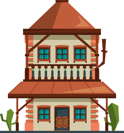 Western Building  Illustration