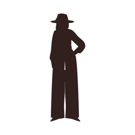 Western cowgirl in hat  Illustration