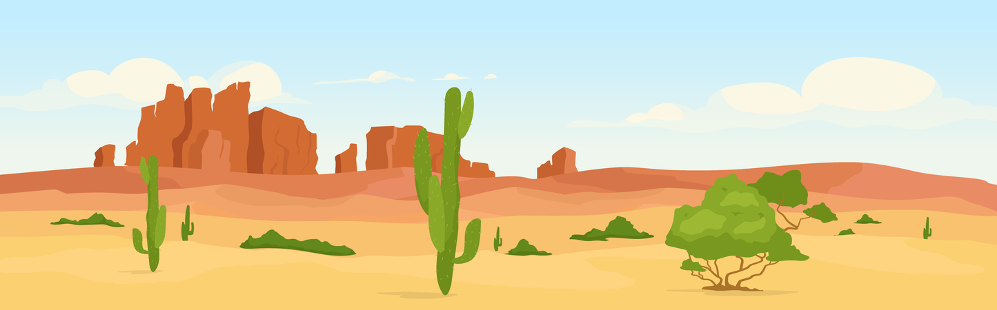 Western dry desert at day time  Illustration