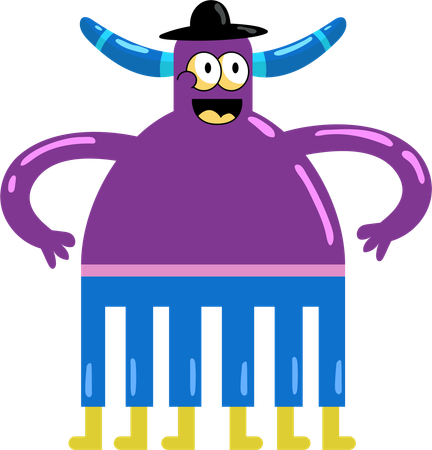 Western-Inspired Striped Monster  Illustration