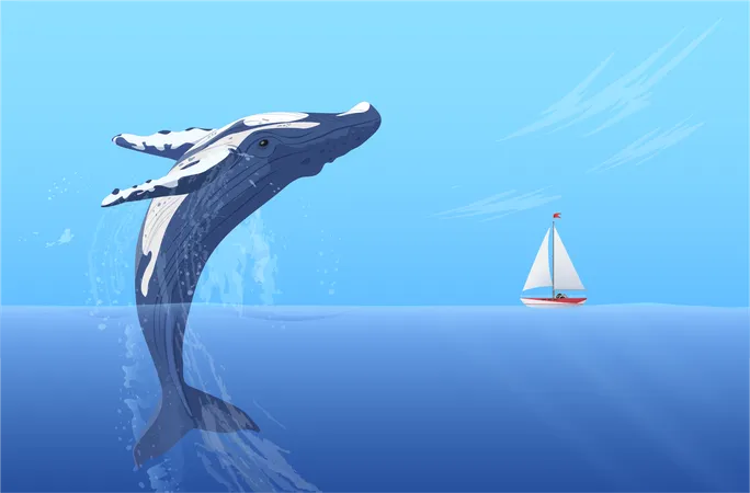 Whale at Antarctica Illustration
