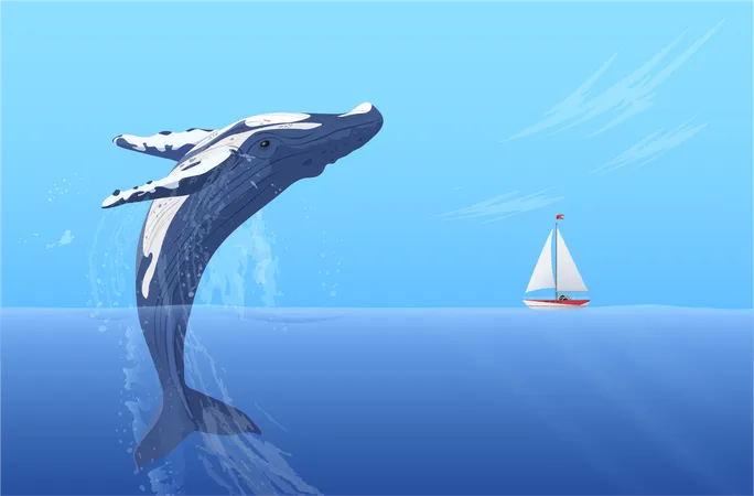 Whale at Antarctica  Illustration