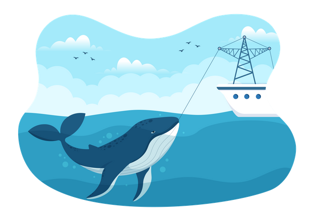 Whale Catching Illustration