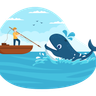 whale catching illustration svg