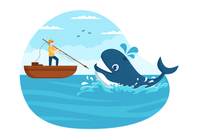 Whale Catching  Illustration