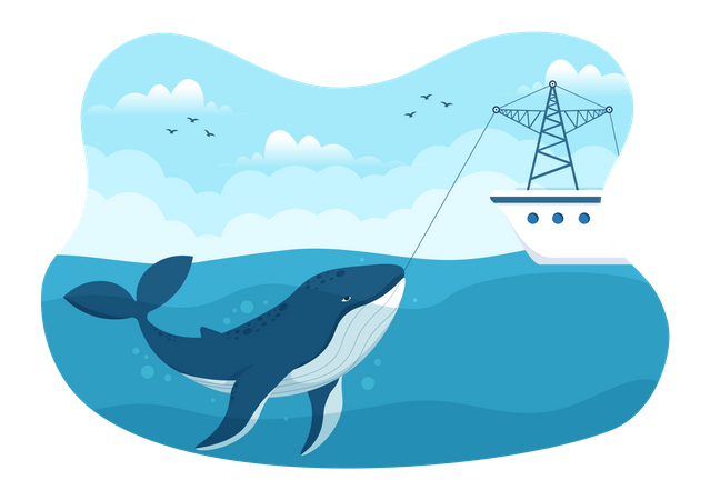 Whale Catching  Illustration