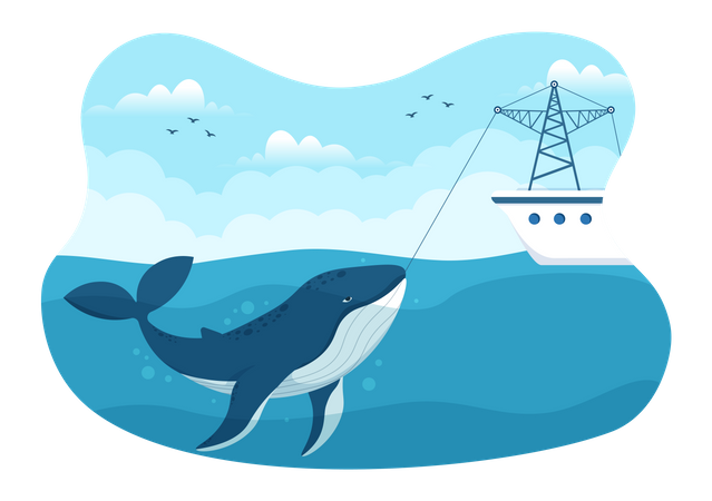 Whale Catching  Illustration