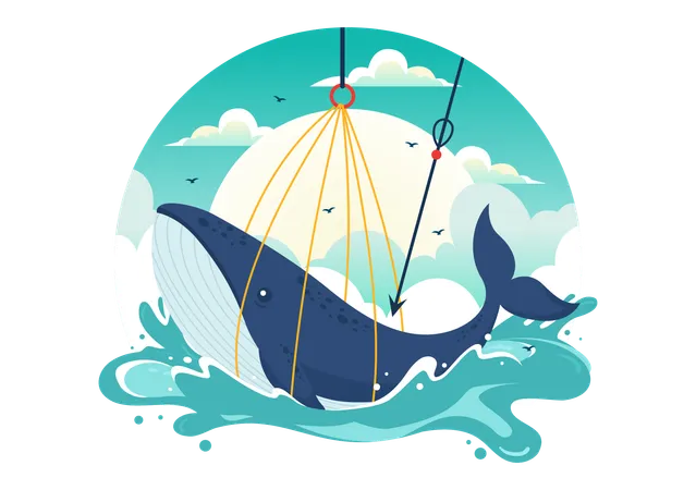 Whale Hunting Vector Illustration With The Activity Of Catch Whales To Obtain Products That Humans Can Use By Illegally In Flat Cartoon Background Illustration