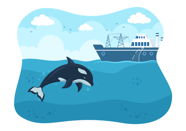 Whale Hunting Illustration