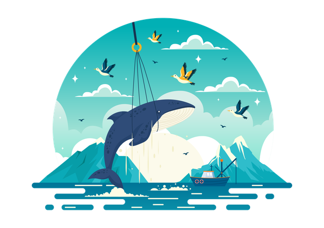 Whale Hunting  Illustration