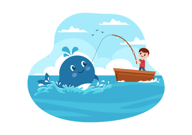 Whale Hunting Illustration  Illustration