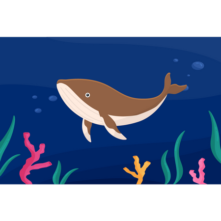 Whale in sea Illustration
