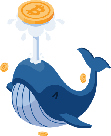 Whale Playing with Bitcoin  Illustration