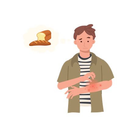 Wheat Allergy Reaction from bread  Illustration