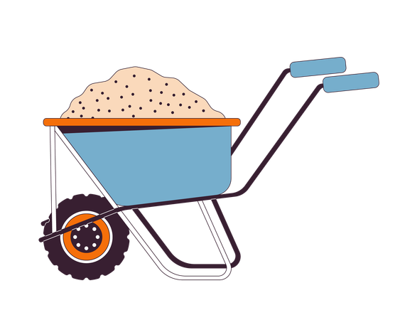 Wheel barrow trolley with sand  Illustration
