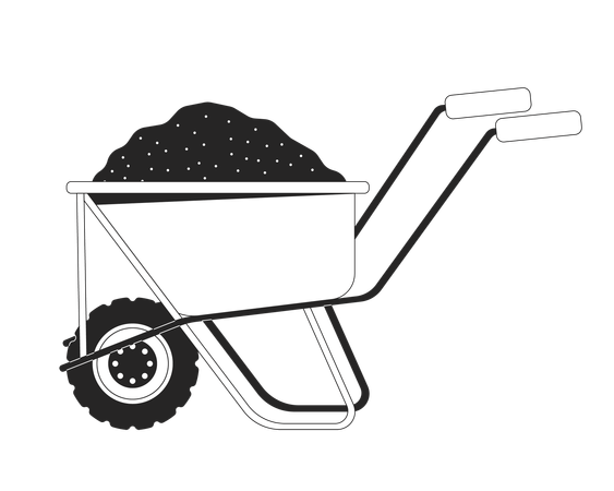 Wheel barrow trolley with sand  Illustration