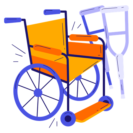 Wheelchair with crutches  Illustration