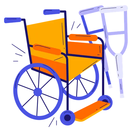 Wheelchair with crutches  Illustration