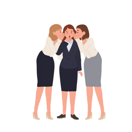 Whispering coworkers in office  Illustration
