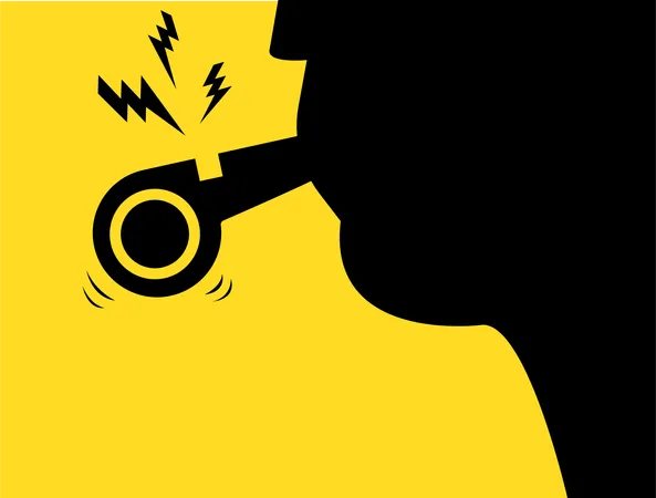 Illustration Of A Whistleblower Face With Whistle Illustration
