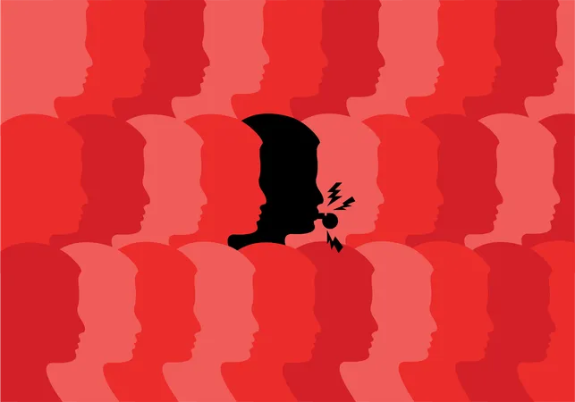 Illustration Of A Silhouette Of A Whistleblower Crowd Illustration
