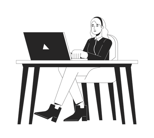 White-collar worker typing laptop workplace  Illustration